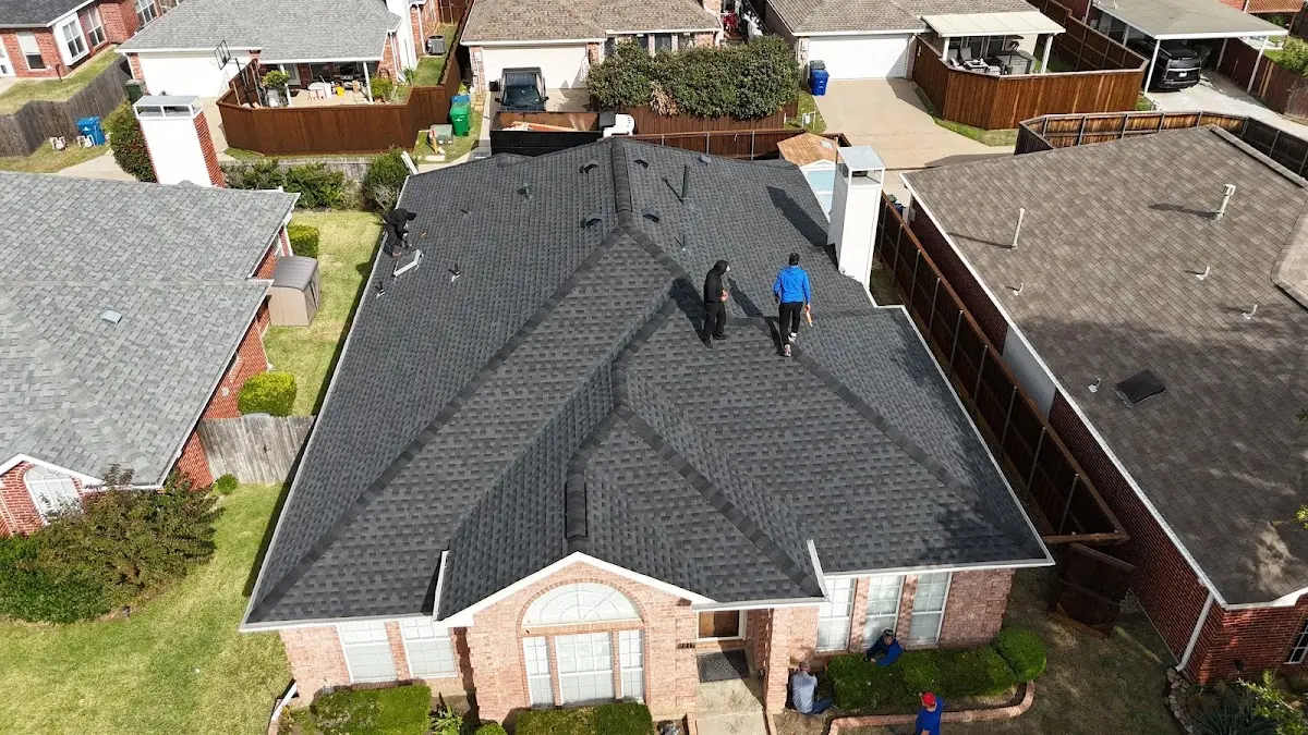 Slate & Tile Roof Repair work in progress on a Midwest City property